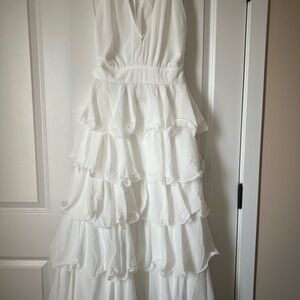 Lulu's White Gathered Dress
